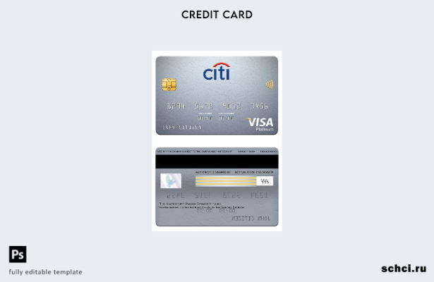скачать в цифровом формате шаблон карты Visa Platinum Ситибанка Швеции